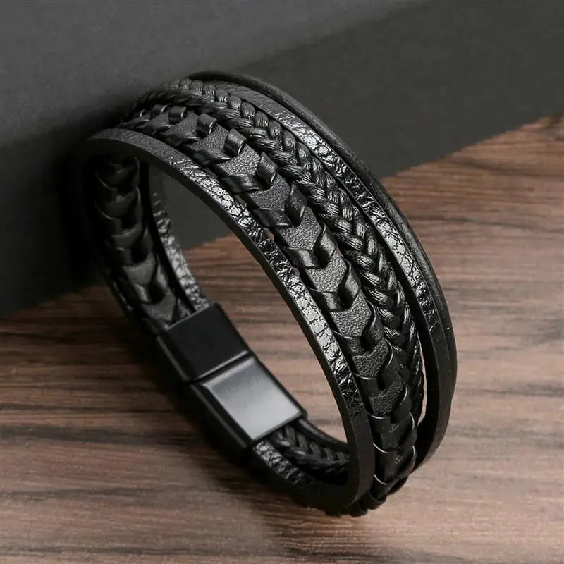 Classic Men'S Leather Bracelet New Style Hand-Woven Multi-Layer Combination Accessory Fashion Man Jewelry Wholesale Dropshipping
