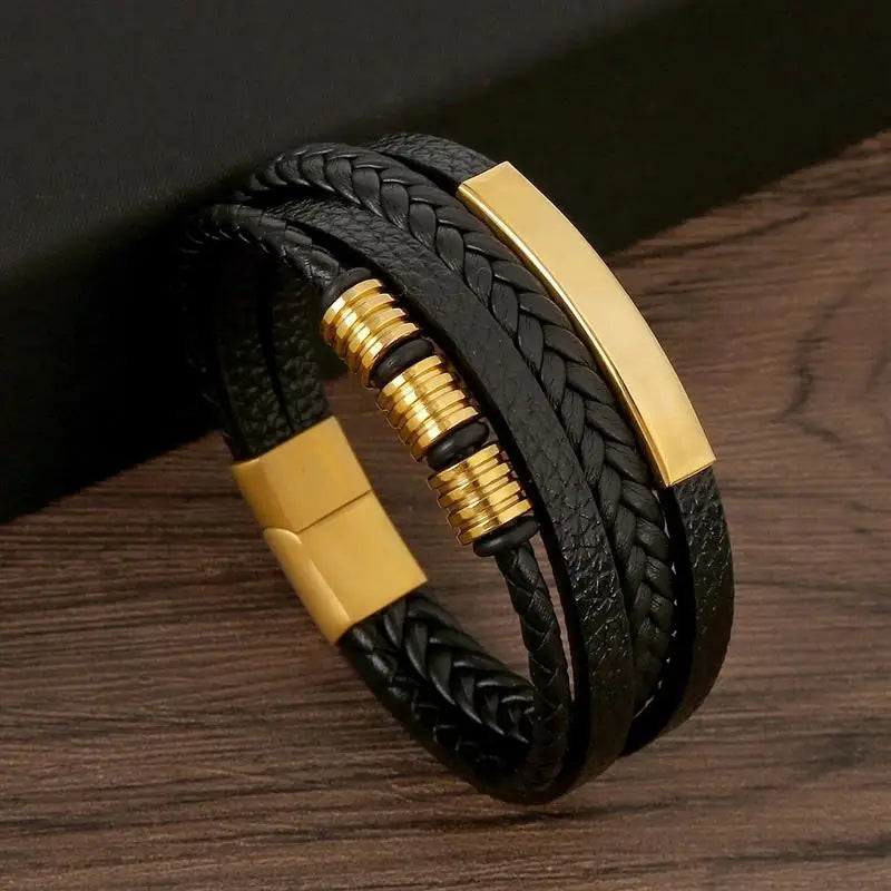 Classic Men'S Leather Bracelet New Style Hand-Woven Multi-Layer Combination Accessory Fashion Man Jewelry Wholesale Dropshipping