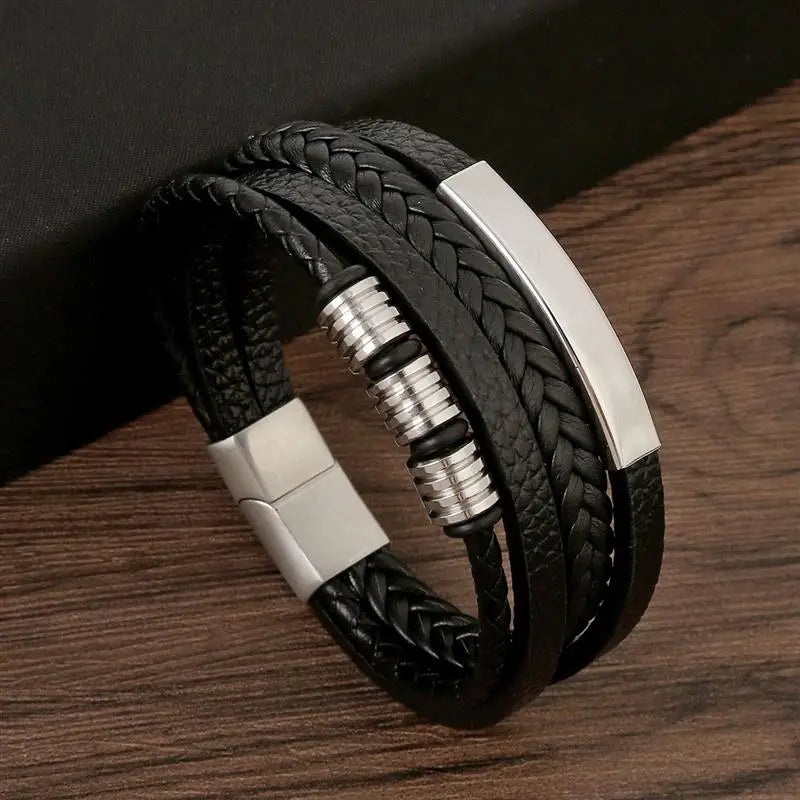 Classic Men'S Leather Bracelet New Style Hand-Woven Multi-Layer Combination Accessory Fashion Man Jewelry Wholesale Dropshipping
