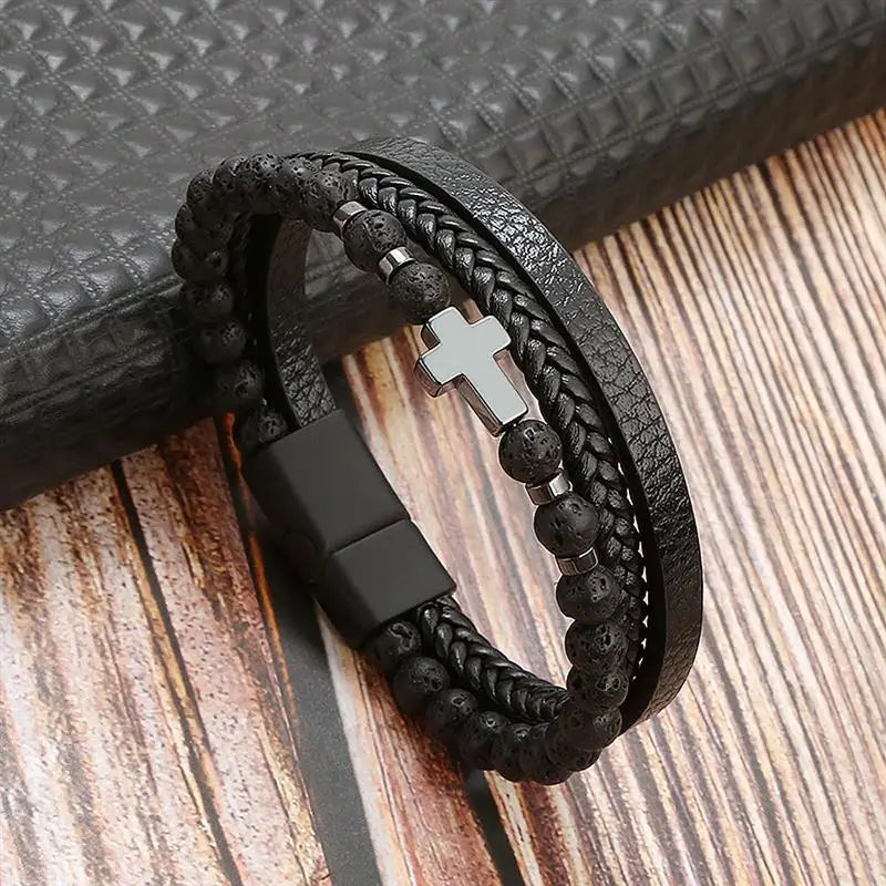 Classic Men'S Leather Bracelet New Style Hand-Woven Multi-Layer Combination Accessory Fashion Man Jewelry Wholesale Dropshipping