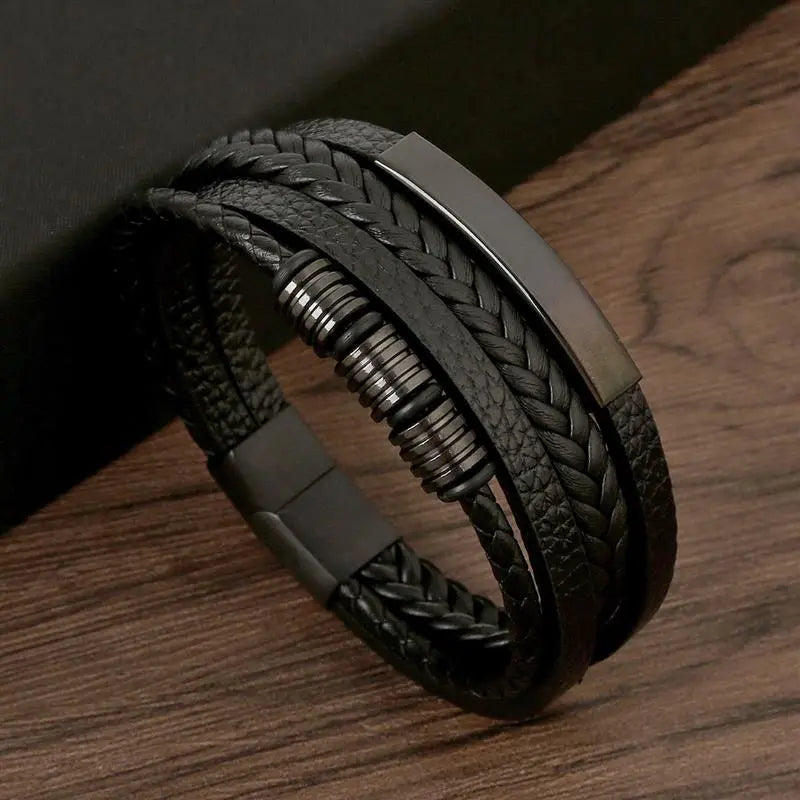 Classic Men'S Leather Bracelet New Style Hand-Woven Multi-Layer Combination Accessory Fashion Man Jewelry Wholesale Dropshipping