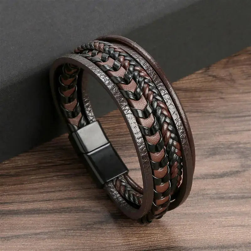 Classic Men'S Leather Bracelet New Style Hand-Woven Multi-Layer Combination Accessory Fashion Man Jewelry Wholesale Dropshipping