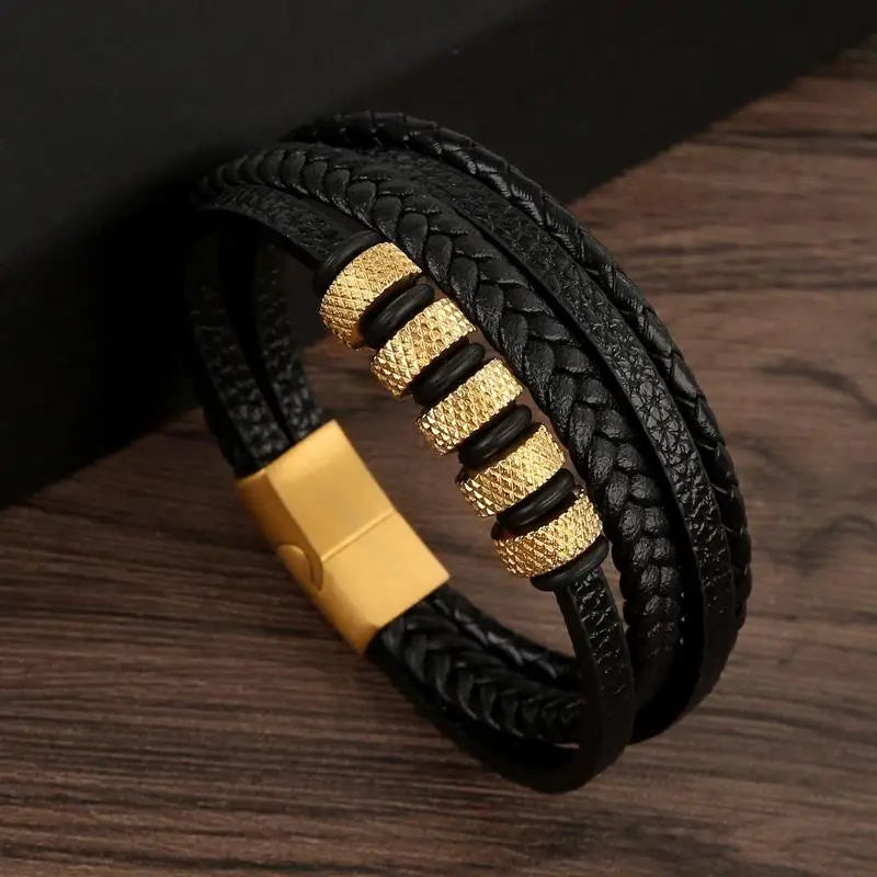 Classic Men'S Leather Bracelet New Style Hand-Woven Multi-Layer Combination Accessory Fashion Man Jewelry Wholesale Dropshipping