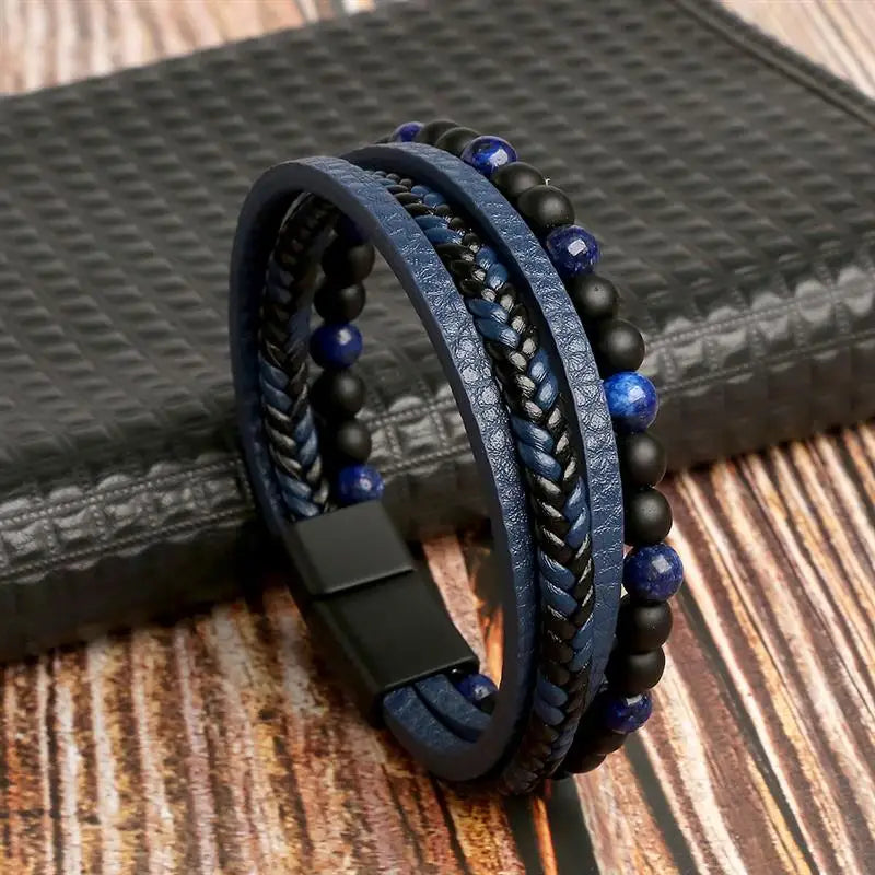 Classic Men'S Leather Bracelet New Style Hand-Woven Multi-Layer Combination Accessory Fashion Man Jewelry Wholesale Dropshipping