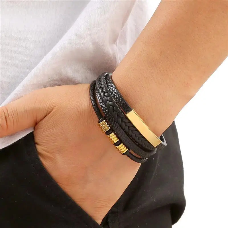 Classic Men'S Leather Bracelet New Style Hand-Woven Multi-Layer Combination Accessory Fashion Man Jewelry Wholesale Dropshipping
