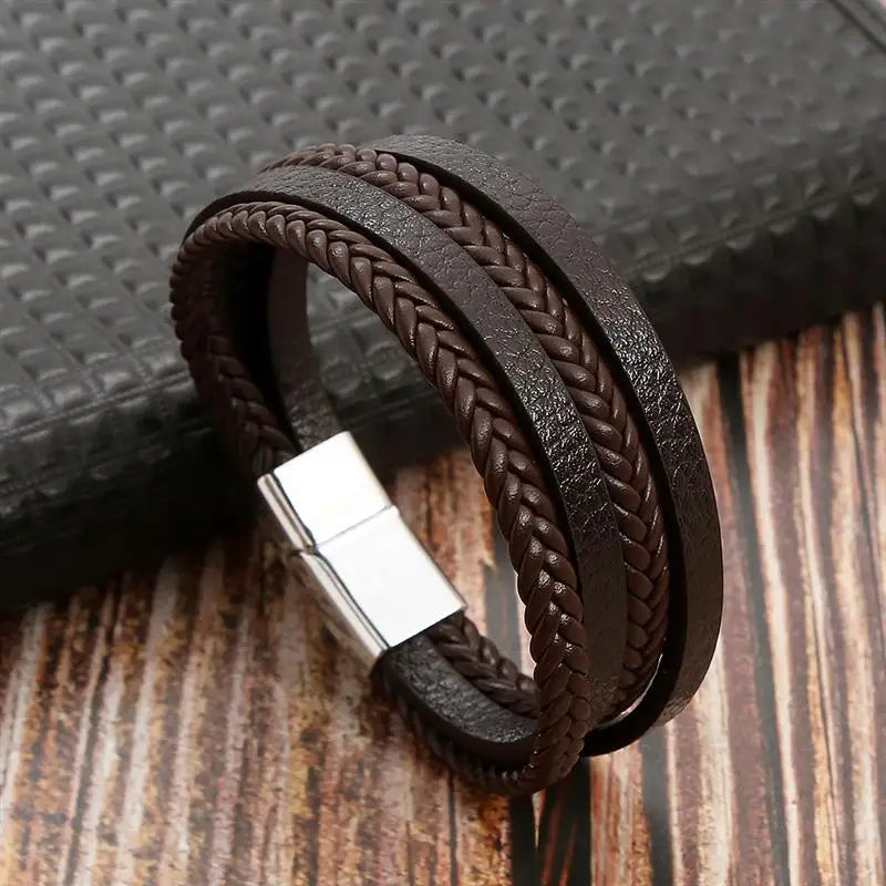 Classic Men'S Leather Bracelet New Style Hand-Woven Multi-Layer Combination Accessory Fashion Man Jewelry Wholesale Dropshipping