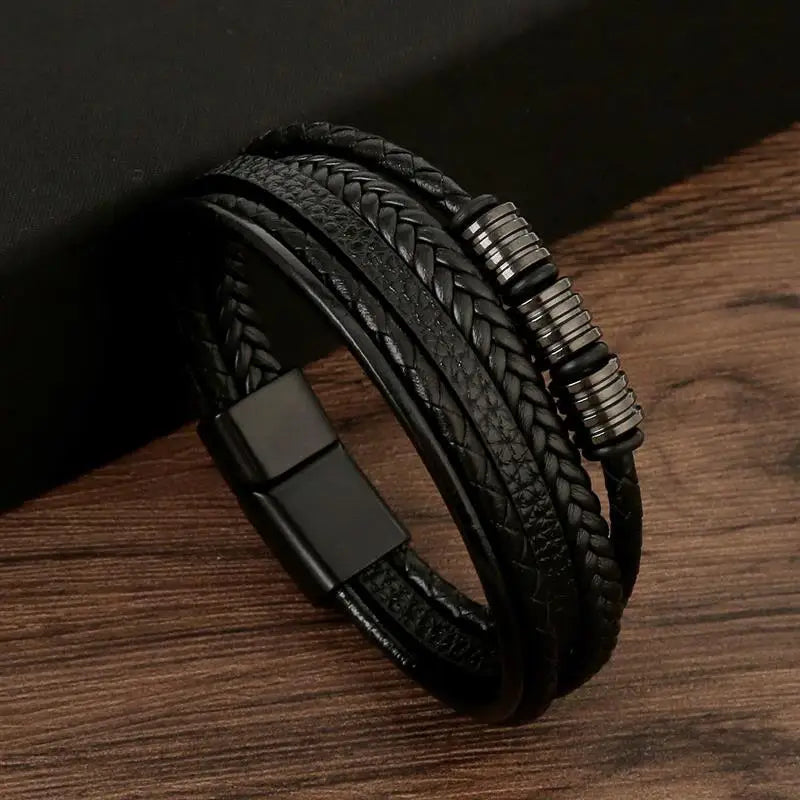 Classic Men'S Leather Bracelet New Style Hand-Woven Multi-Layer Combination Accessory Fashion Man Jewelry Wholesale Dropshipping