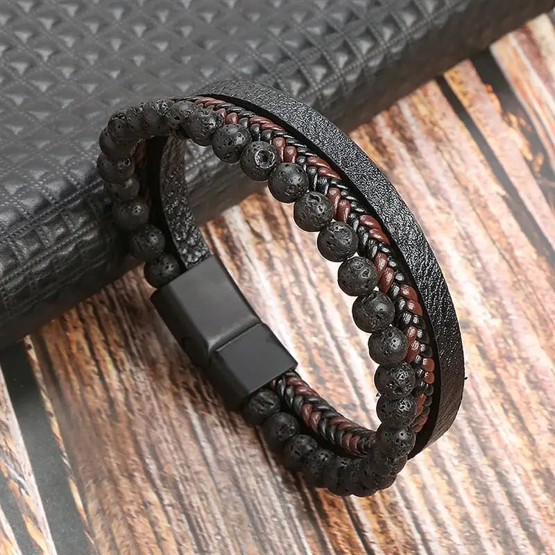 Classic Men'S Leather Bracelet New Style Hand-Woven Multi-Layer Combination Accessory Fashion Man Jewelry Wholesale Dropshipping