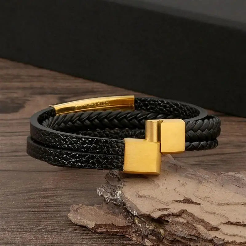 Classic Men'S Leather Bracelet New Style Hand-Woven Multi-Layer Combination Accessory Fashion Man Jewelry Wholesale Dropshipping