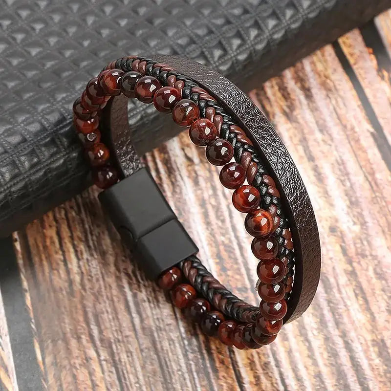 Classic Men'S Leather Bracelet New Style Hand-Woven Multi-Layer Combination Accessory Fashion Man Jewelry Wholesale Dropshipping