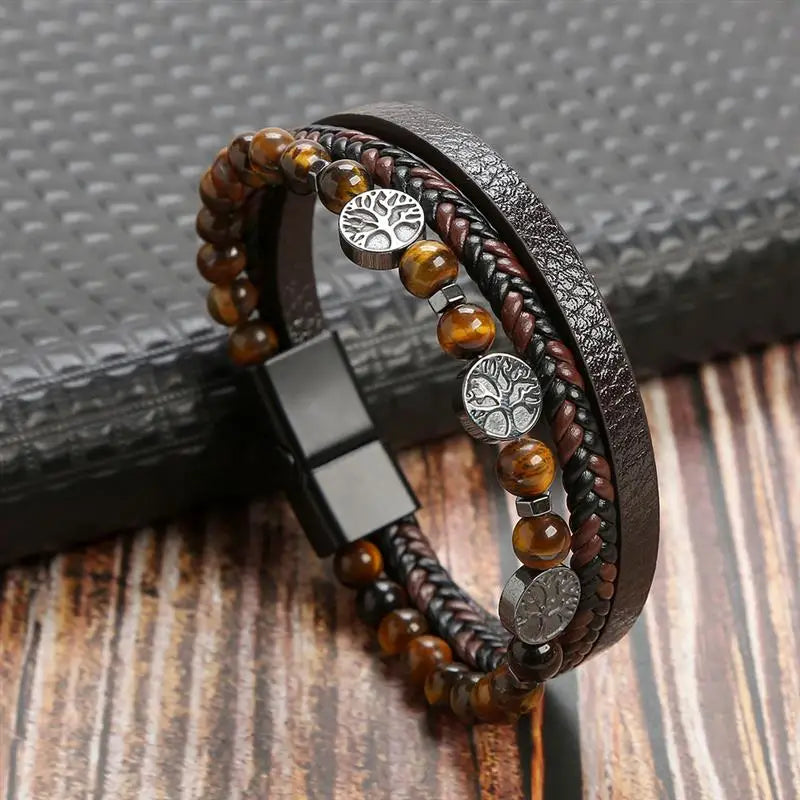 Classic Men'S Leather Bracelet New Style Hand-Woven Multi-Layer Combination Accessory Fashion Man Jewelry Wholesale Dropshipping