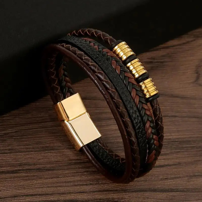 Classic Men'S Leather Bracelet New Style Hand-Woven Multi-Layer Combination Accessory Fashion Man Jewelry Wholesale Dropshipping