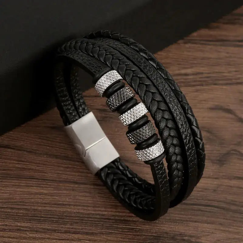 Classic Men'S Leather Bracelet New Style Hand-Woven Multi-Layer Combination Accessory Fashion Man Jewelry Wholesale Dropshipping