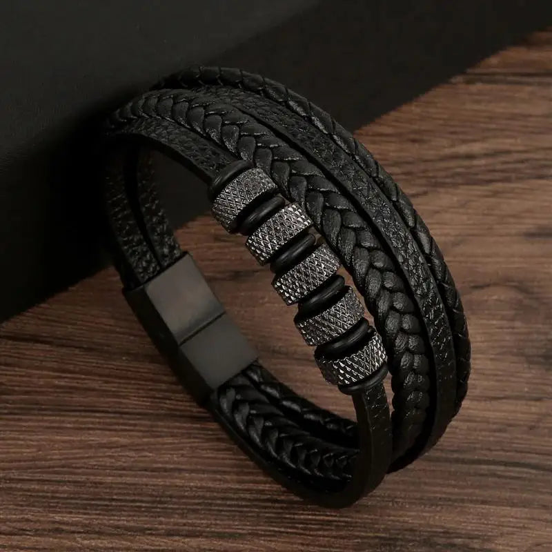 Classic Men'S Leather Bracelet New Style Hand-Woven Multi-Layer Combination Accessory Fashion Man Jewelry Wholesale Dropshipping