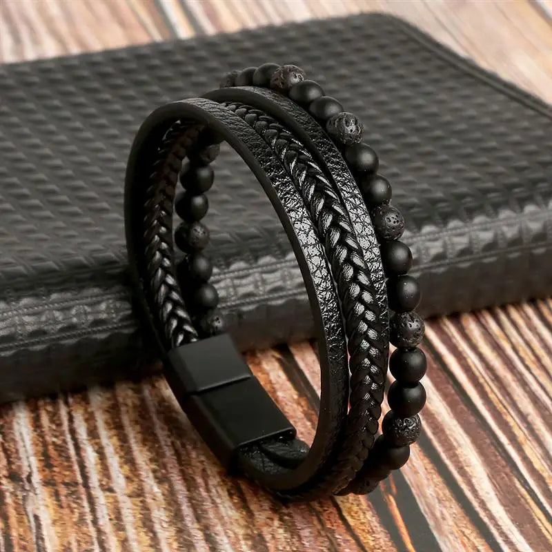 Classic Men'S Leather Bracelet New Style Hand-Woven Multi-Layer Combination Accessory Fashion Man Jewelry Wholesale Dropshipping