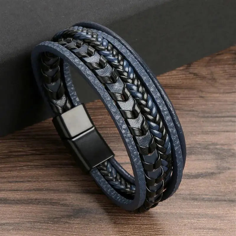 Classic Men'S Leather Bracelet New Style Hand-Woven Multi-Layer Combination Accessory Fashion Man Jewelry Wholesale Dropshipping