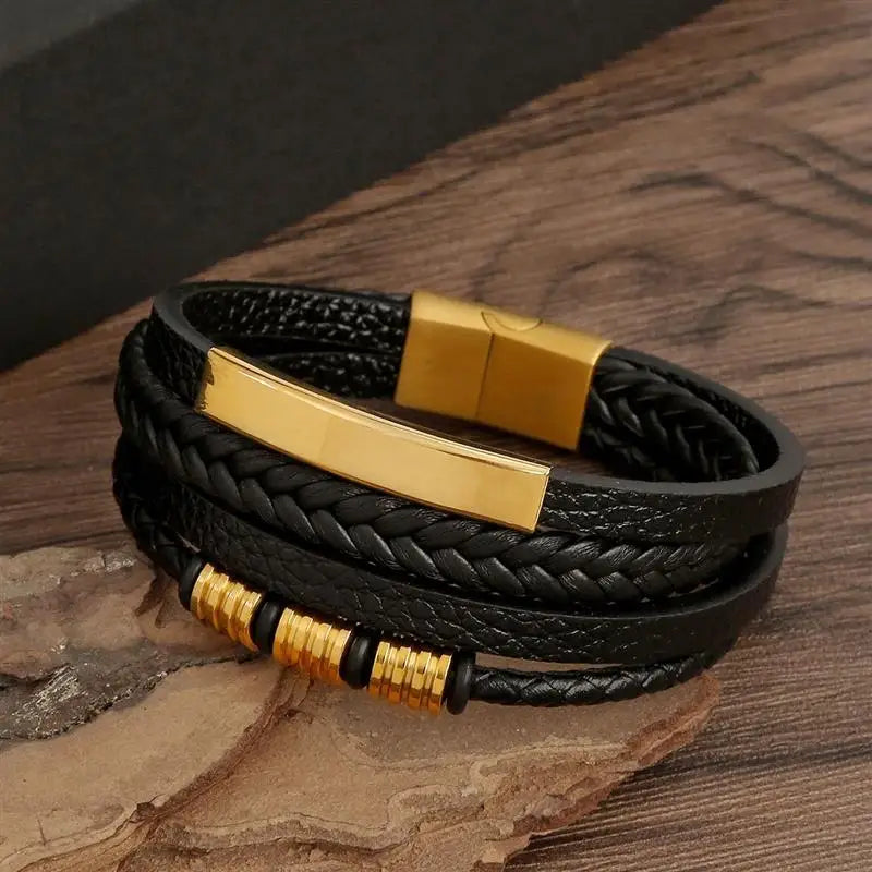 Classic Men'S Leather Bracelet New Style Hand-Woven Multi-Layer Combination Accessory Fashion Man Jewelry Wholesale Dropshipping