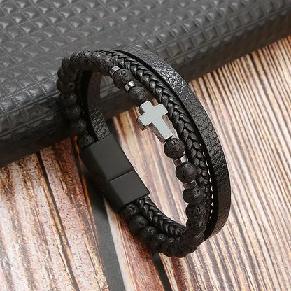 Classic Men'S Leather Bracelet New Style Hand-Woven Multi-Layer Combination Accessory Fashion Man Jewelry Wholesale Dropshipping