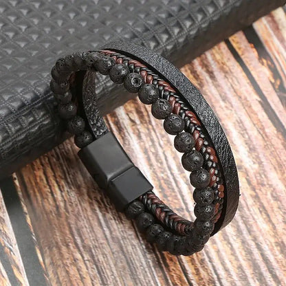 Classic Men'S Leather Bracelet New Style Hand-Woven Multi-Layer Combination Accessory Fashion Man Jewelry Wholesale Dropshipping