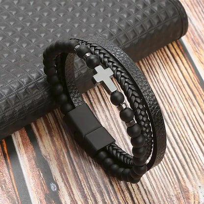 Classic Men'S Leather Bracelet New Style Hand-Woven Multi-Layer Combination Accessory Fashion Man Jewelry Wholesale Dropshipping