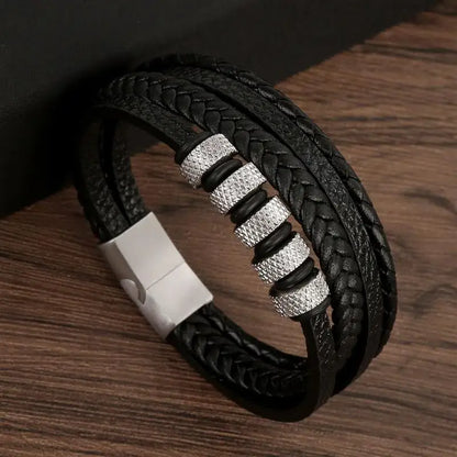 Classic Men'S Leather Bracelet New Style Hand-Woven Multi-Layer Combination Accessory Fashion Man Jewelry Wholesale Dropshipping