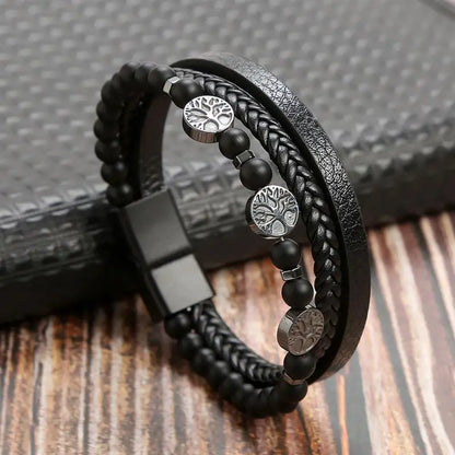 Classic Men'S Leather Bracelet New Style Hand-Woven Multi-Layer Combination Accessory Fashion Man Jewelry Wholesale Dropshipping