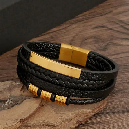 Classic Men'S Leather Bracelet New Style Hand-Woven Multi-Layer Combination Accessory Fashion Man Jewelry Wholesale Dropshipping